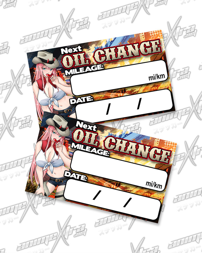Zero Two Western Waifus Oil Change Stickers