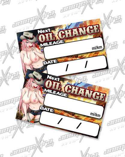 Zero Two Western Waifus Oil Change Stickers