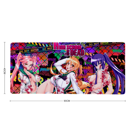 High School of the Dead WARNING Desk Mat 16" x 35"