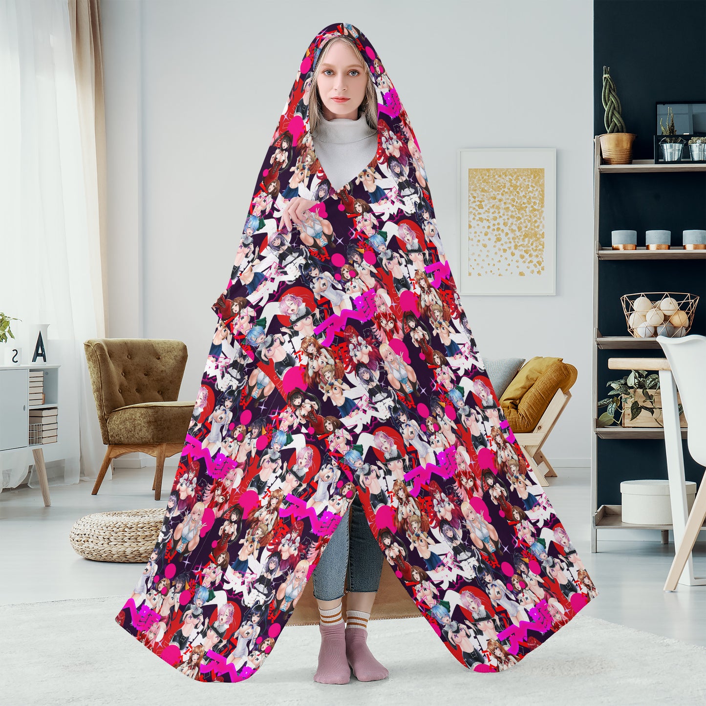 Ahegao Waifus Hooded Blanket